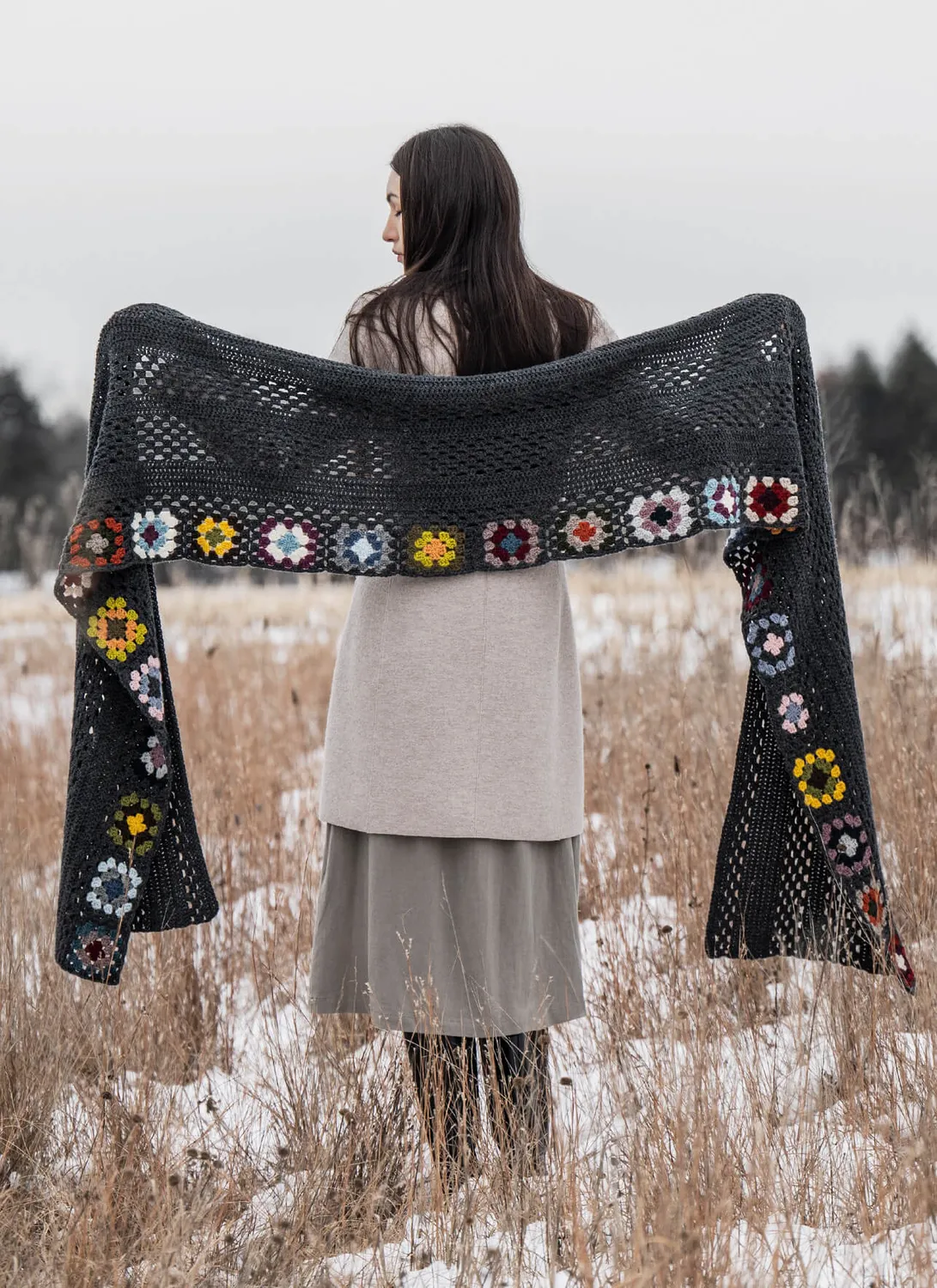 Blue Sky Fibers Brooklyn Wrap Häkelanleitung Granny