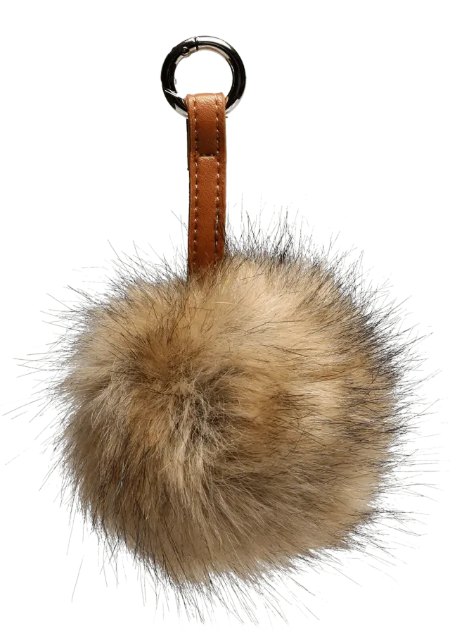 Go Handmade Pompon Anhänger 11cm Natural Brown Kunstfell