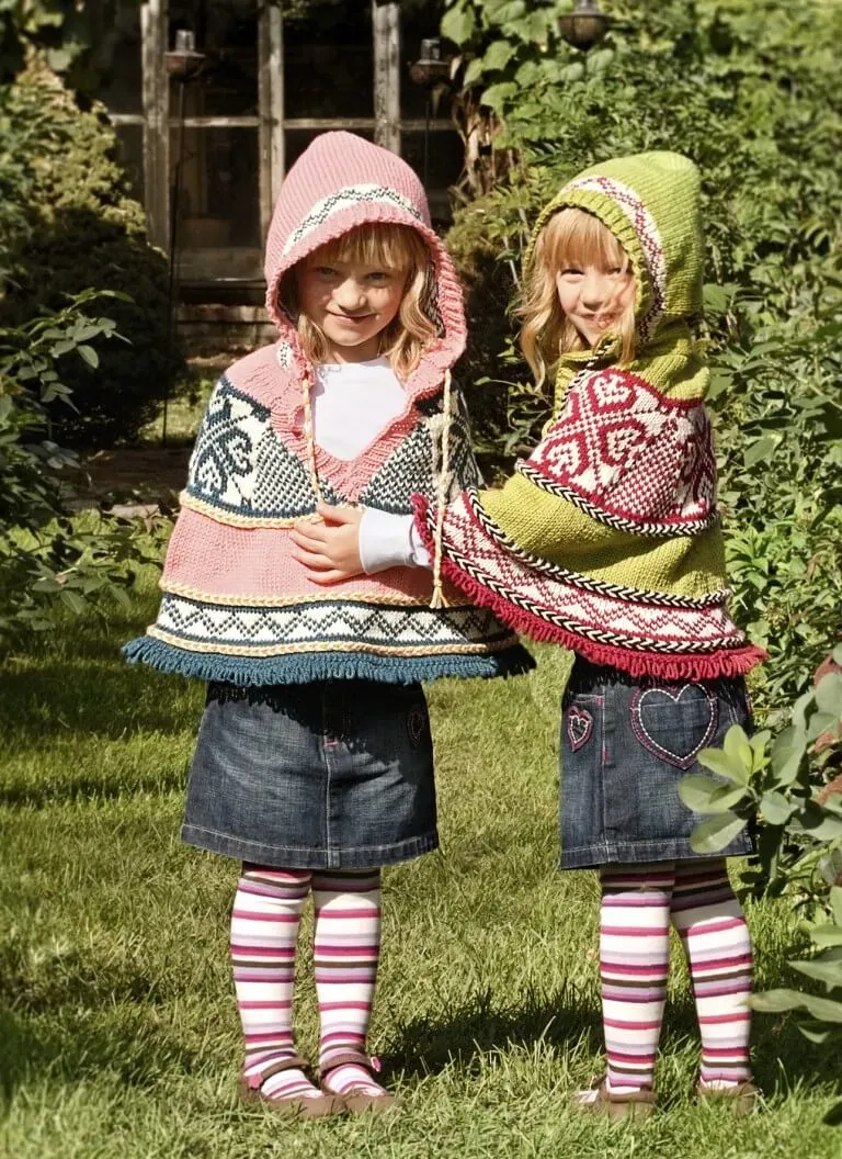 Blue Sky Fibers Classic Series Pixie Poncho Strickanleitung Kinder Fair Isle