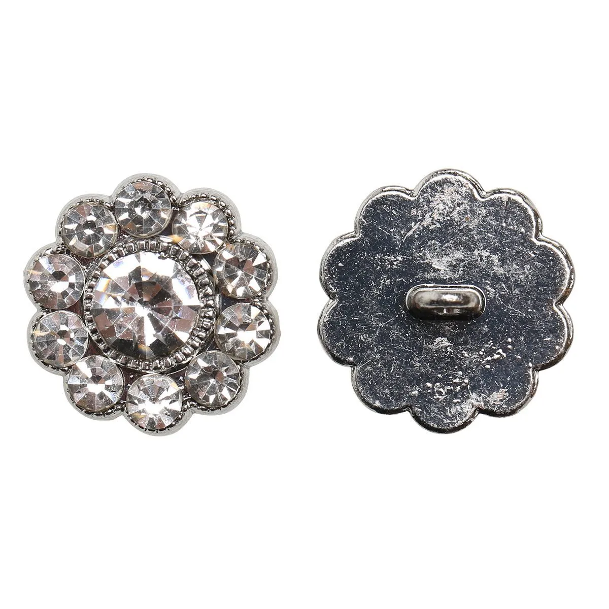 Go Handmade Diamond Knöpfe silber 1-reihig 4 Stk Strass