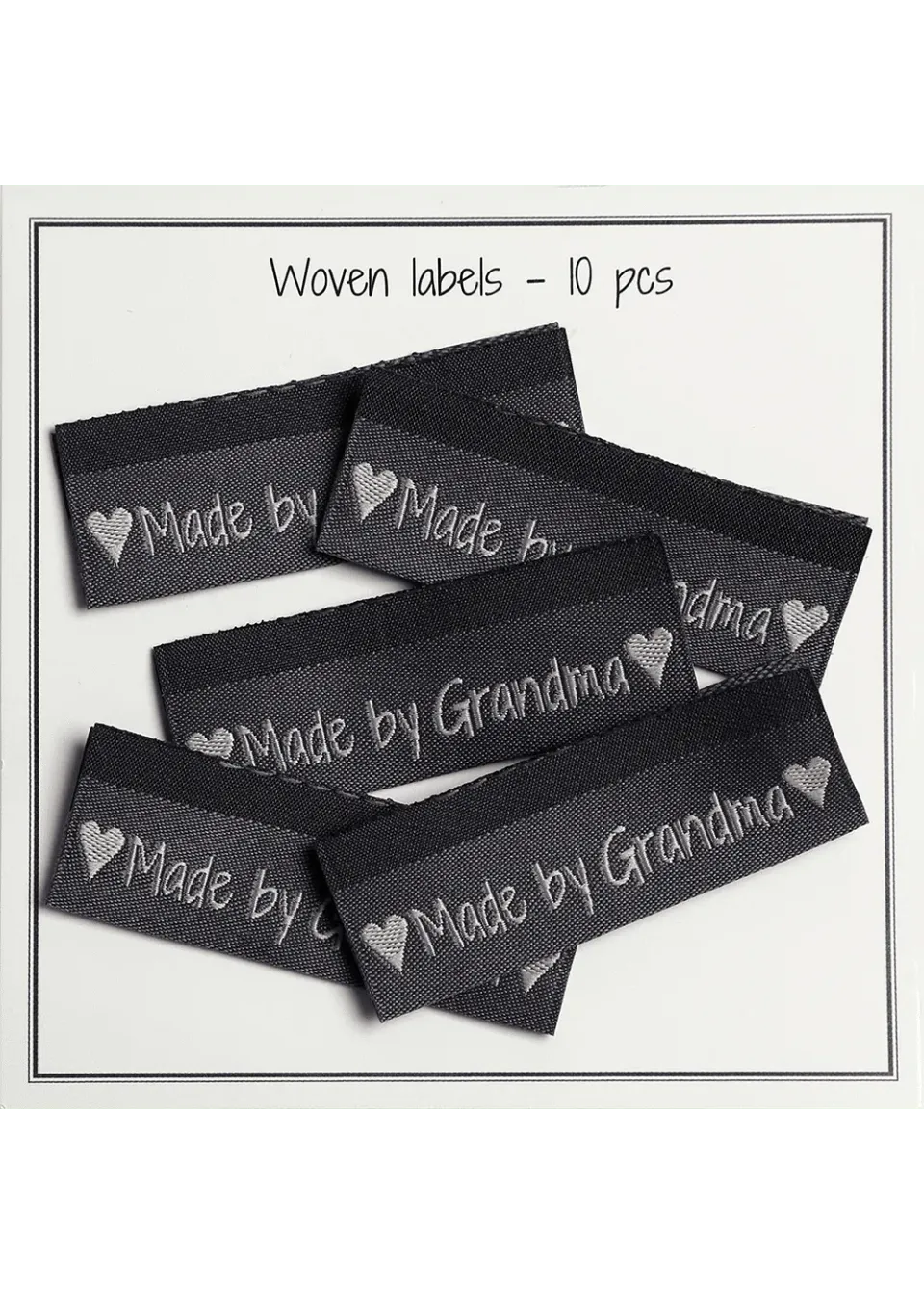 Go Handmade Made by Grandma Weblabel grau 10 Stück