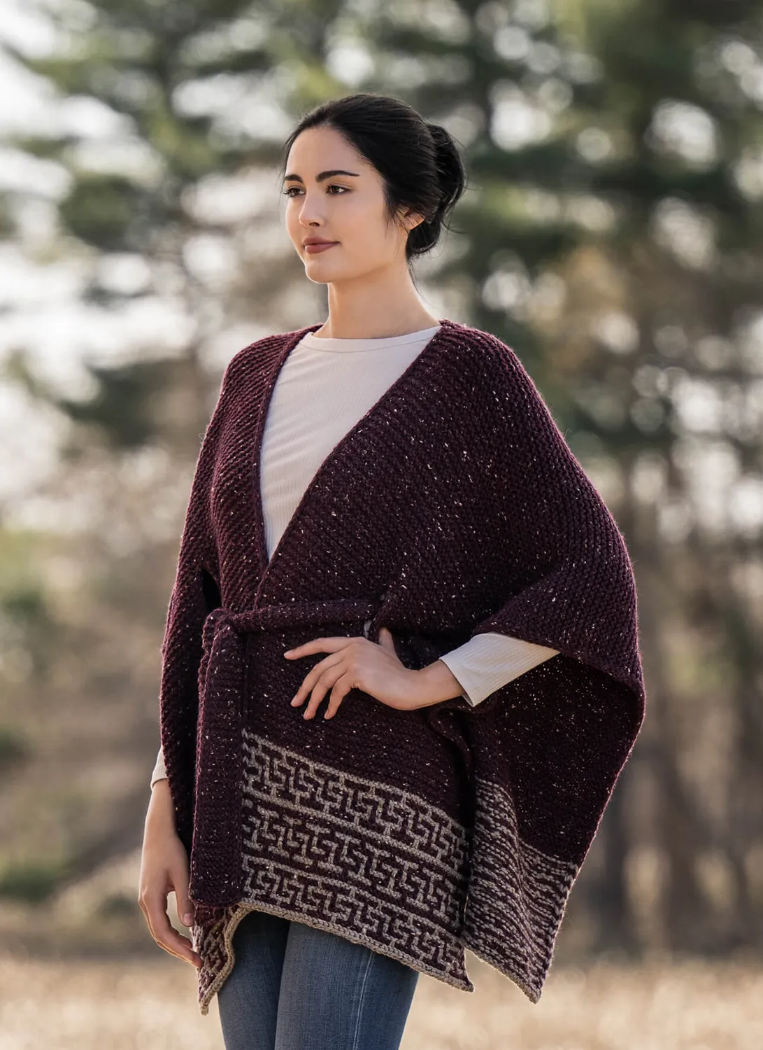 Blue Sky Fibers Classic Bellingham Ruana Strickanleitung Mosaik