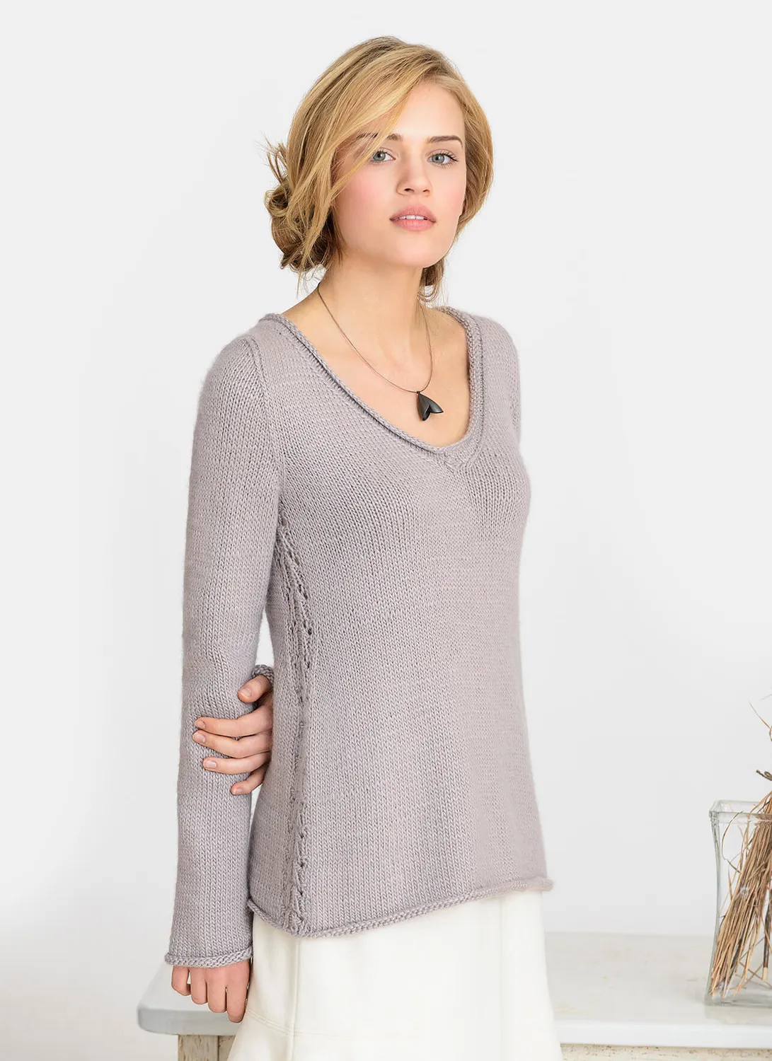 Blue Sky Fibers Classic Series Norwood Pullover Strickanleitung V-Ausschnitt