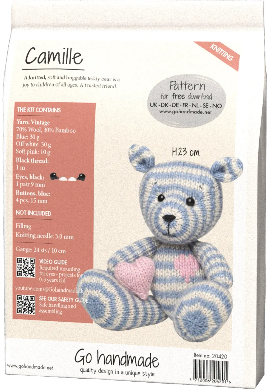 Go Handmade Camille Häkelkit 23 cm Puppe Vintage