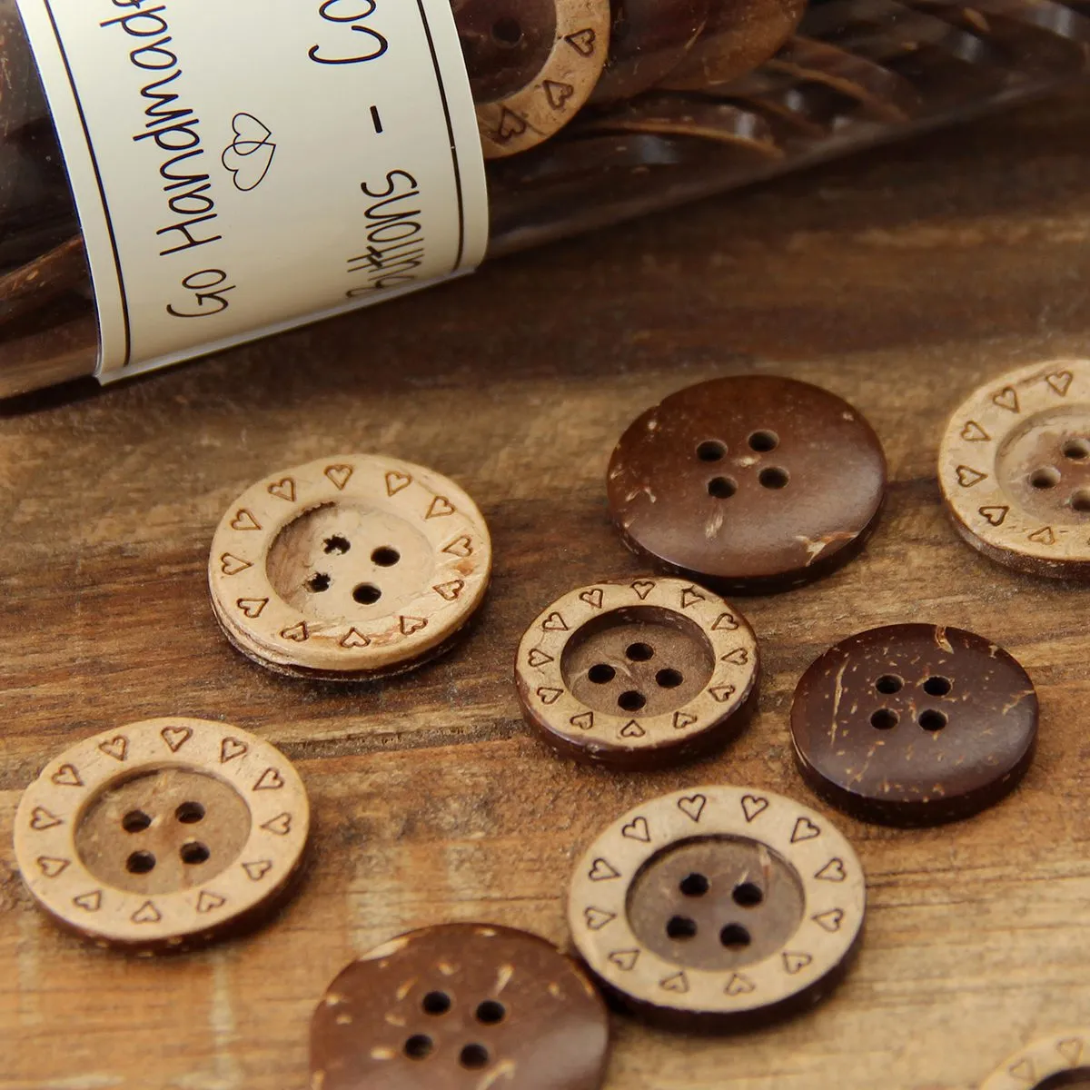 Go Handmade Classic Kokosknöpfe Herz 8 Stück
