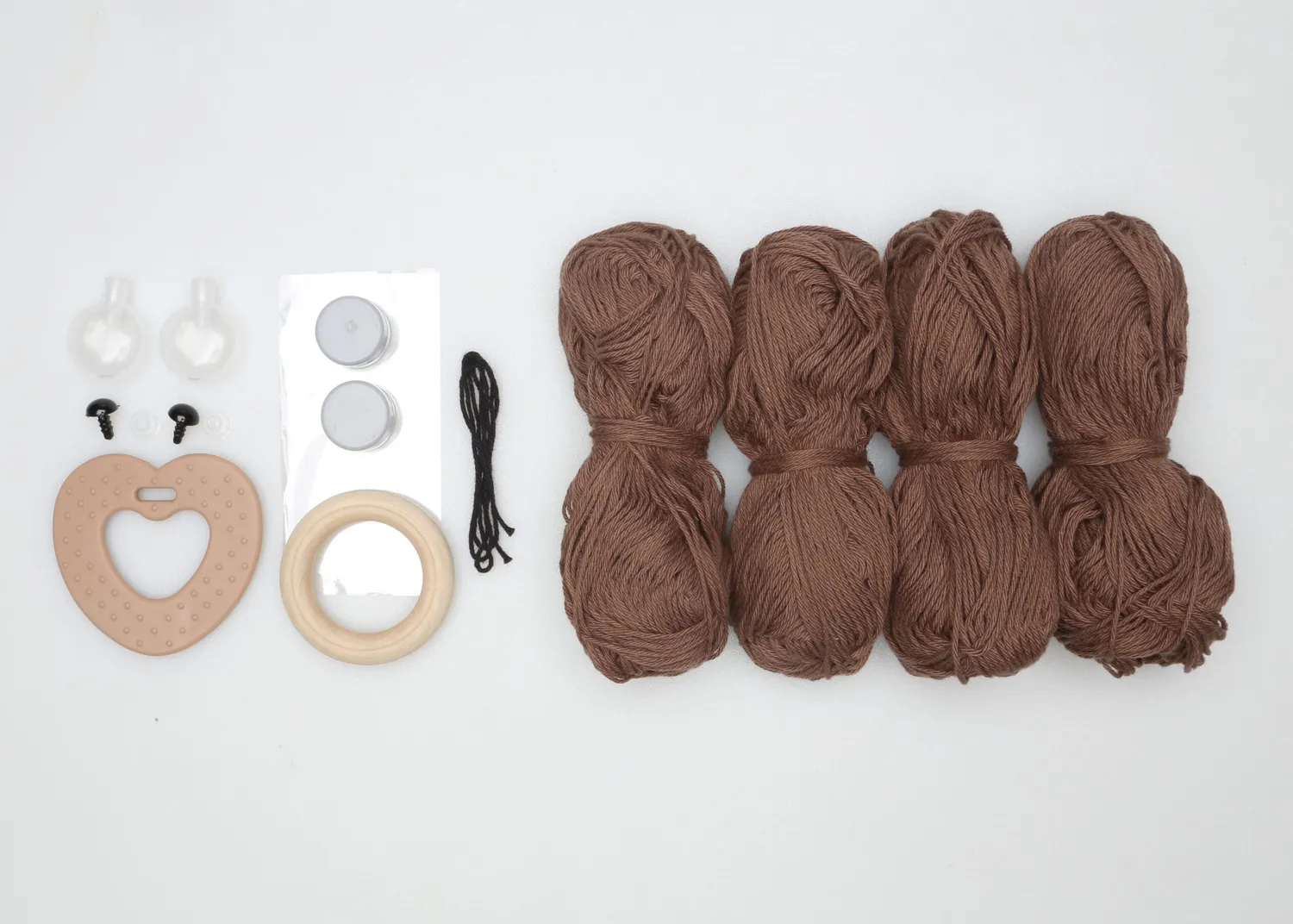 Go Handmade Sensory Teddy Häkelset dunkelbraun Baumwolle