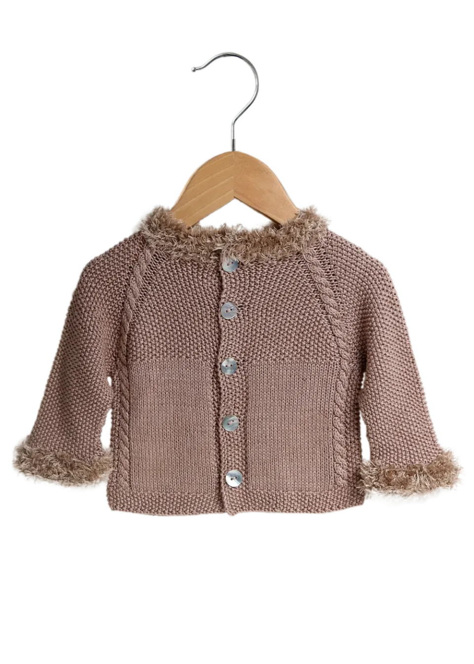 Go Handmade Fur Cardigan Moosstich Strickanleitung 3-6 Monate