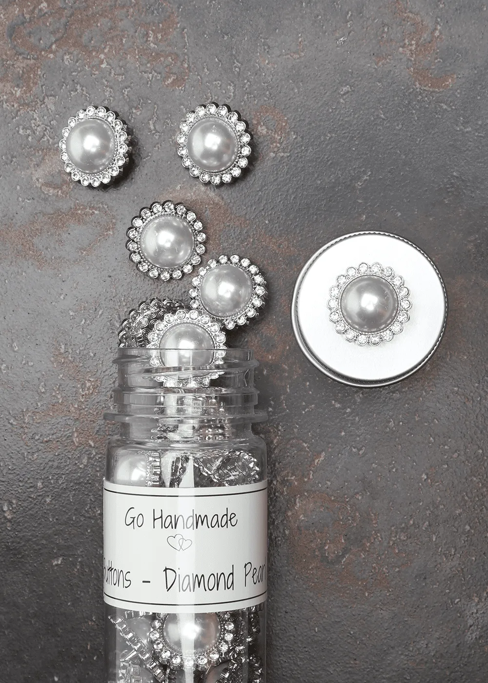 Go Handmade Diamond Pearl Knopf silber 21 mm 70 Stück