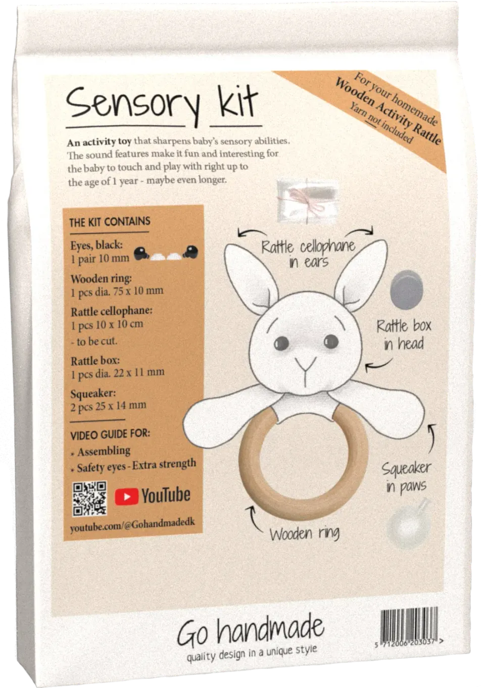 Go Handmade Sanse Kit Aktivitätsrassel Holz