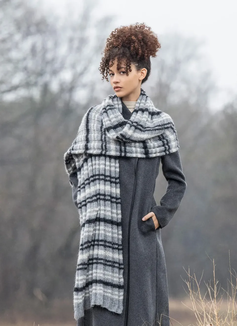 Blue Sky Fibers Lynx Wrap Tuch Strickanleitung Streifen