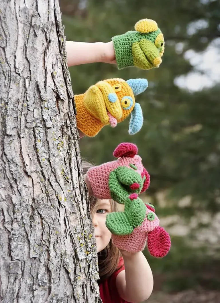 Blue Sky Fibers Classic Series Pack O’ Puppies Mitts Häkelanleitung