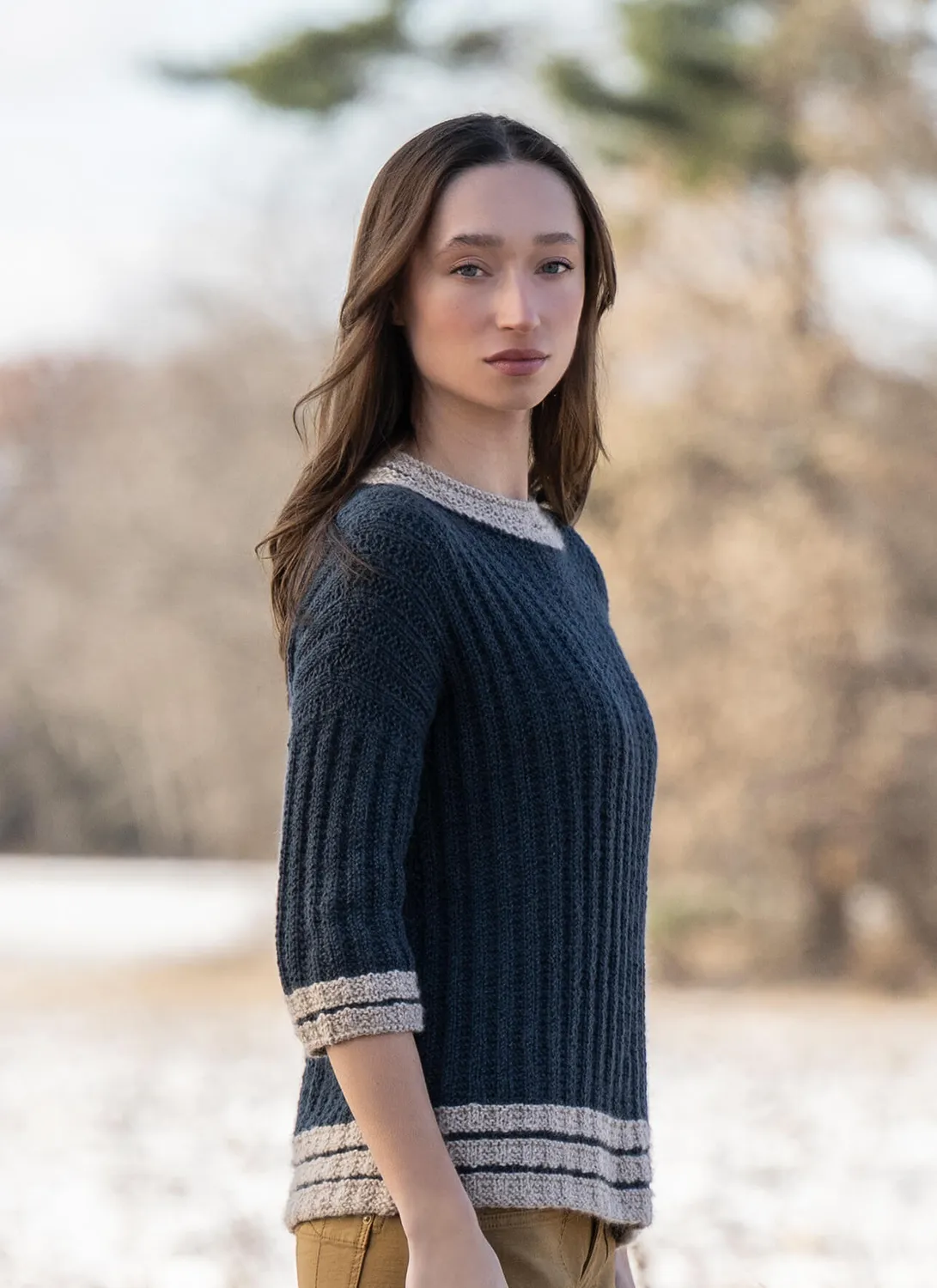 Blue Sky Fibers Scenic Sweater Strickanleitung zweifarbig Alpaka
