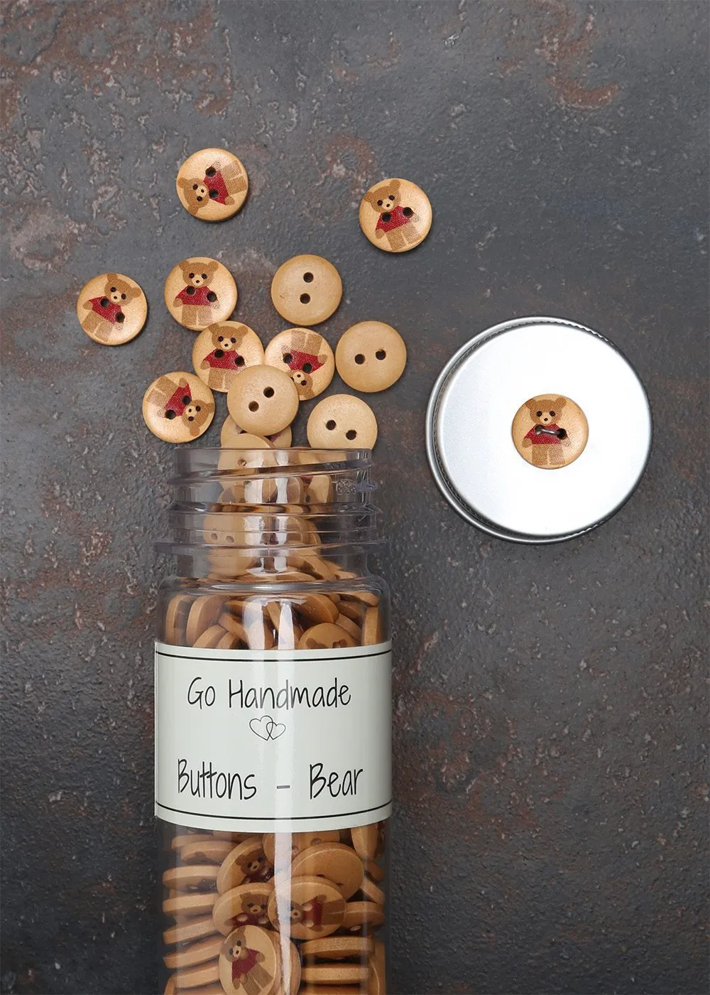 Go Handmade Teddy Knöpfe 15mm rot 220er Flasche