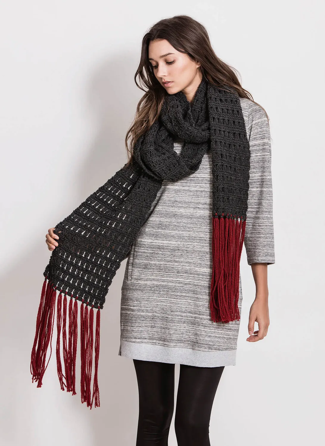 Blue Sky Fibers Classic Series Silver Bay Scarf Anleitung Fransen