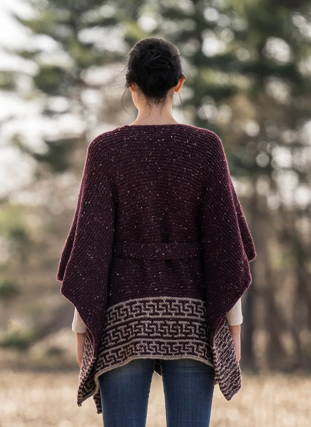 Blue Sky Fibers Classic Bellingham Ruana Strickanleitung Mosaik
