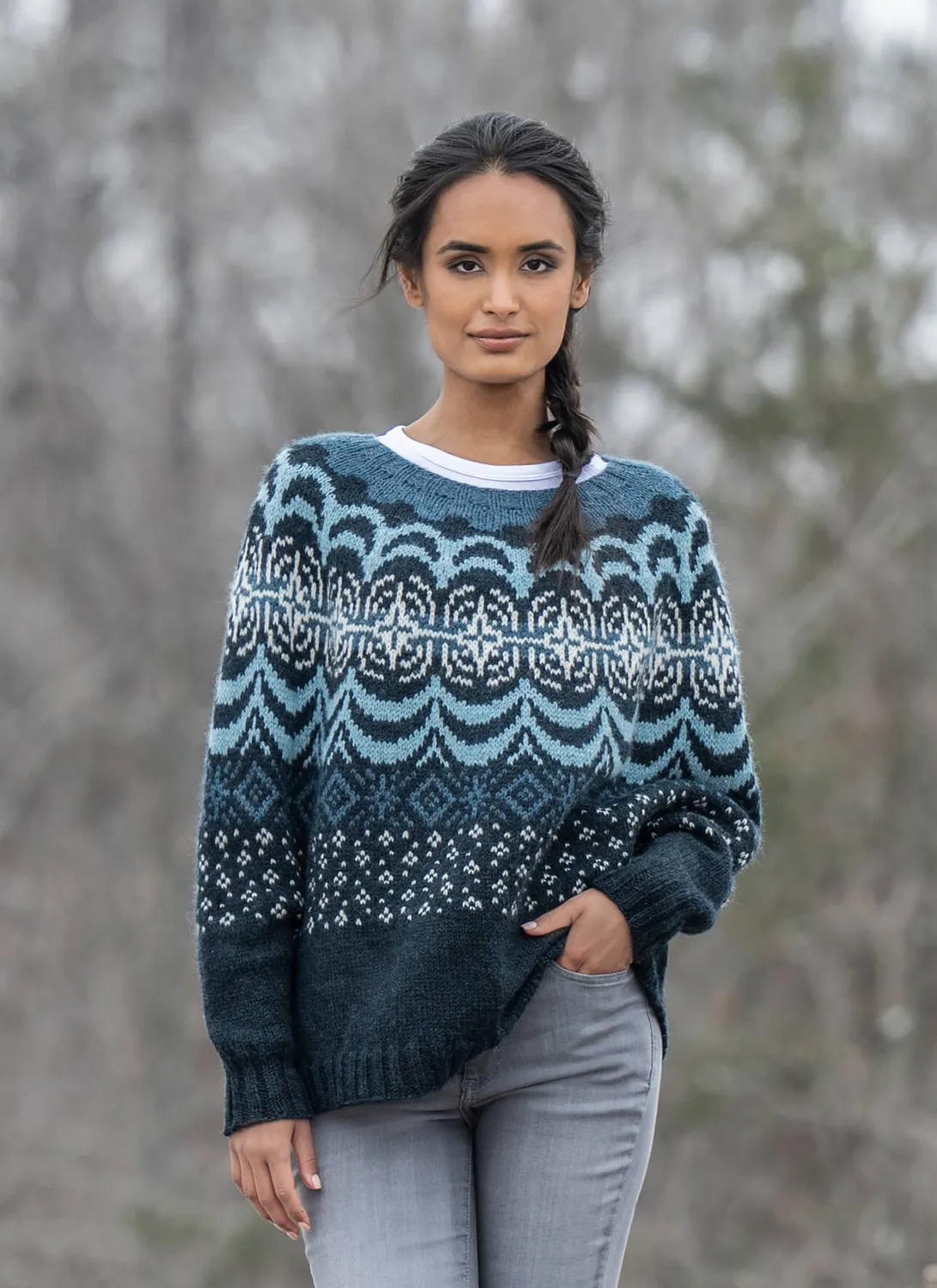 Blue Sky Fibers Supernovae Swoncho Poncho Strickanleitung