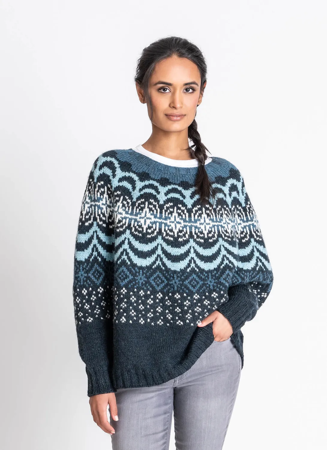 Blue Sky Fibers Supernovae Swoncho Poncho Strickanleitung