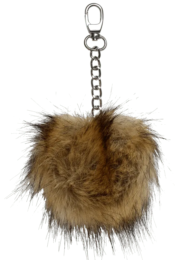Go Handmade Pompom Charm Anhänger D11 cm Natur Silberkette