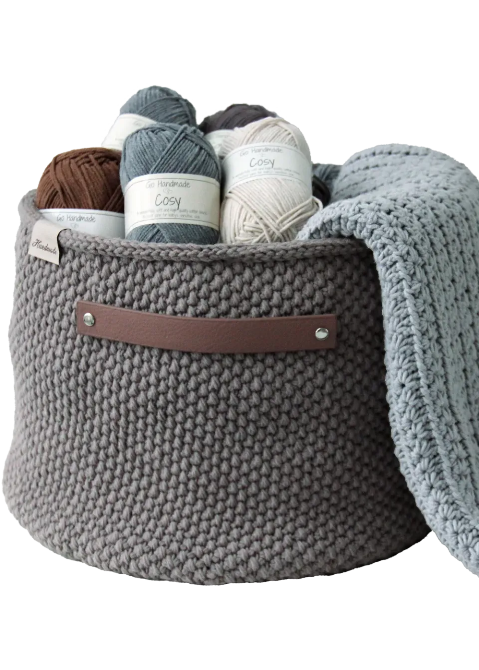 Go Handmade Moss Stitch Häkelanleitung Korb PU-Boden