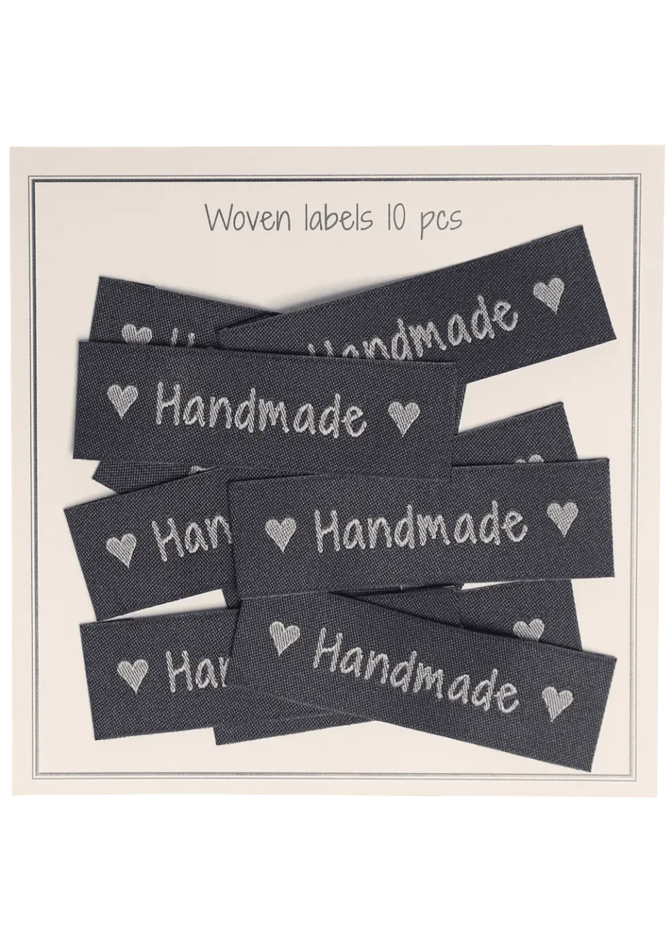 Go Handmade Webetiketten grau hearts 50x15mm 10 Stück