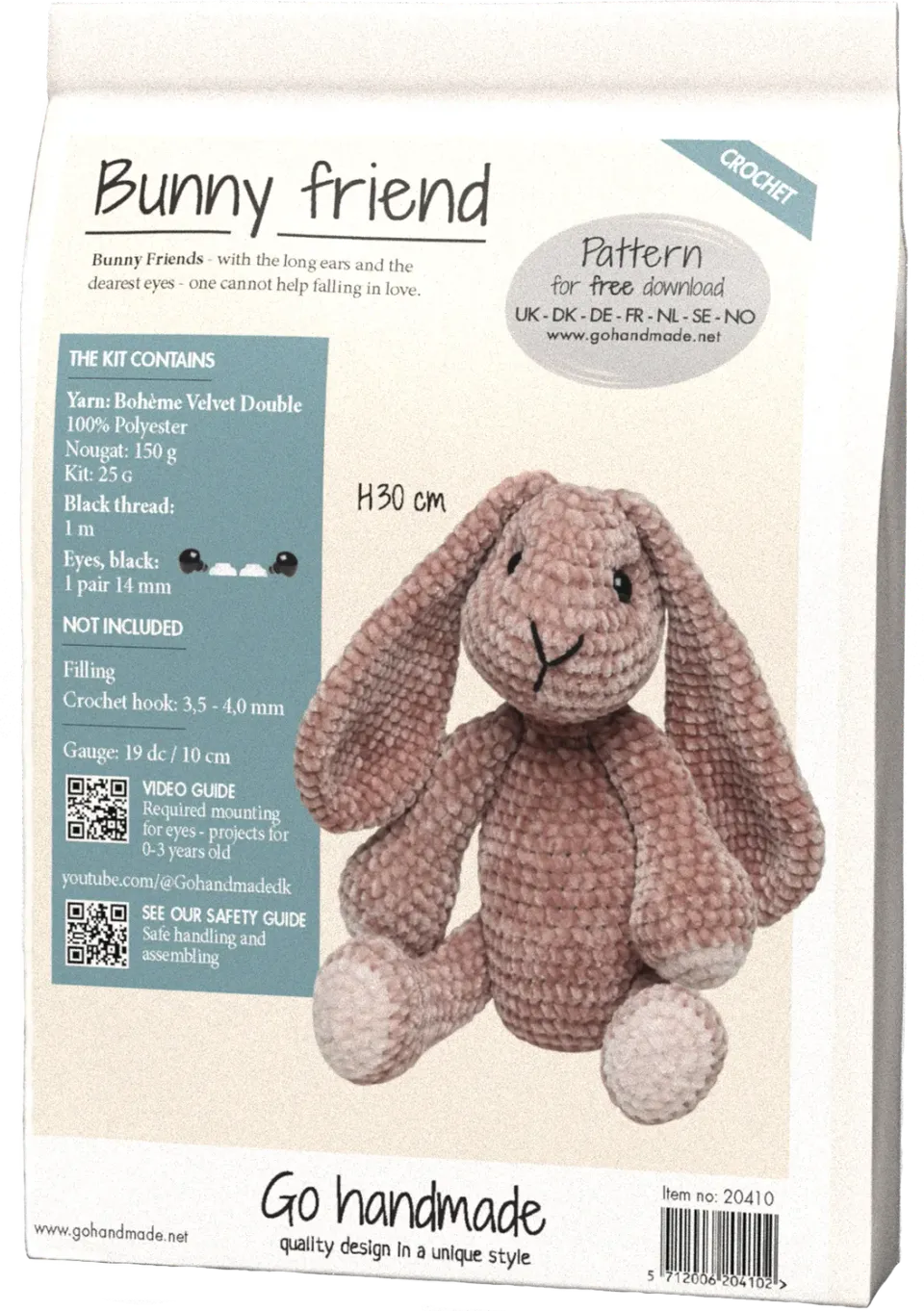 Go Handmade Bunny friend Häkelset 30 cm Nougat