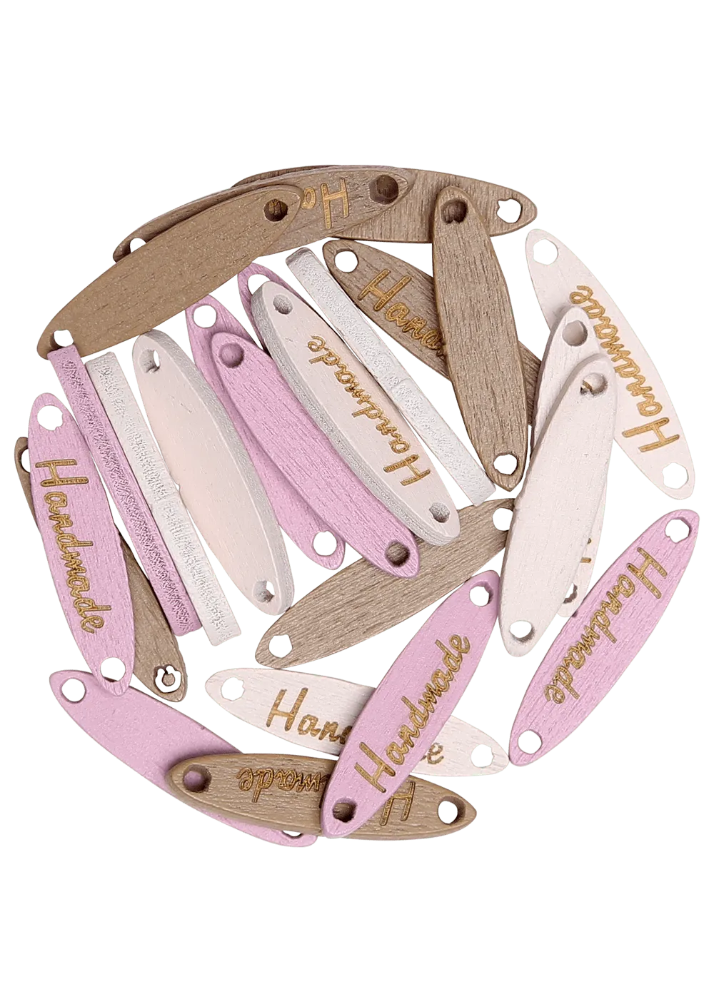 Go Handmade Reissverschlusstasche klein grau mit Holzanhänger 24-tlg
