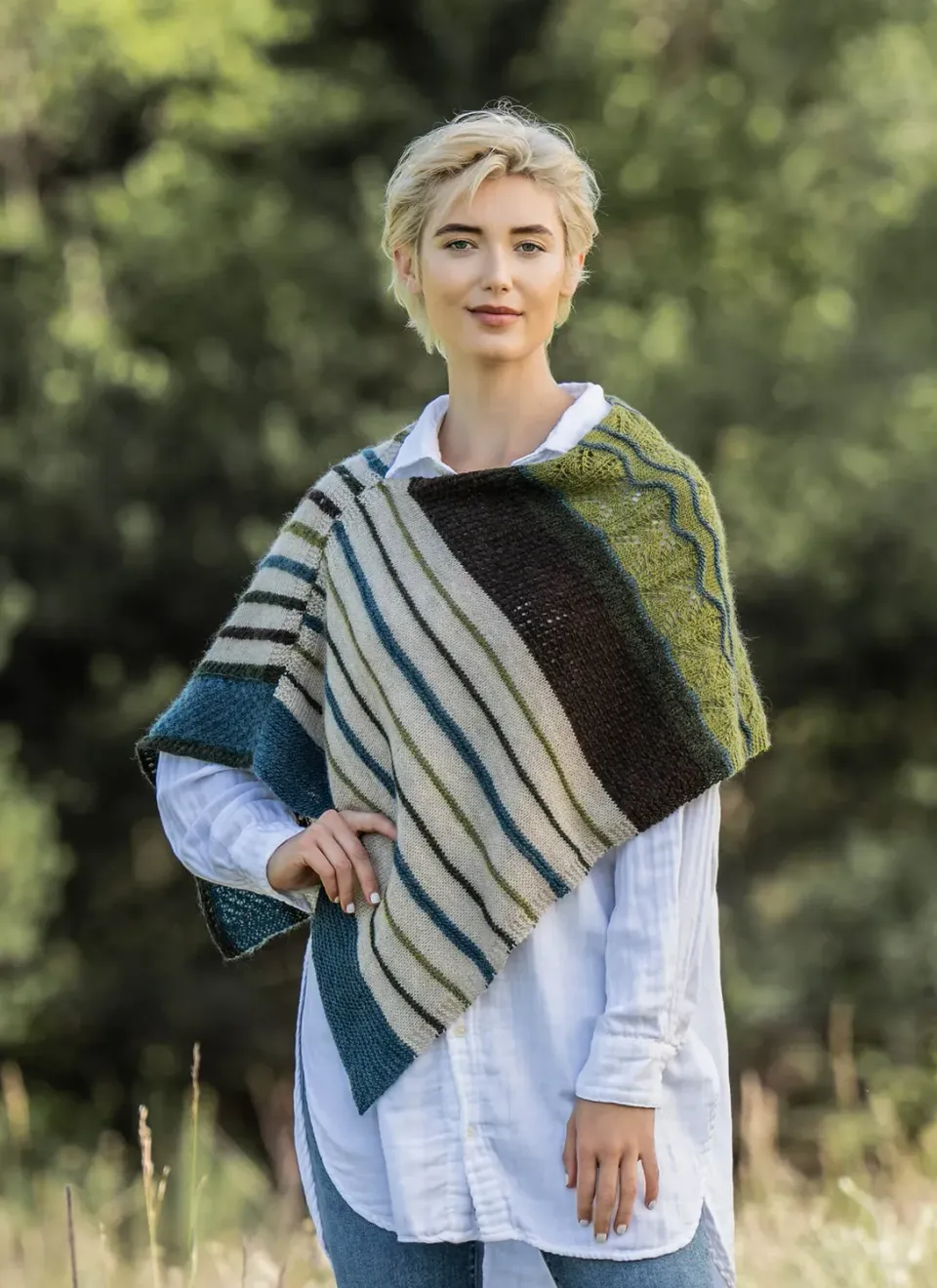 Blue Sky Fibers Classic Poulsbo Wrap Strickanleitung 5-farbig