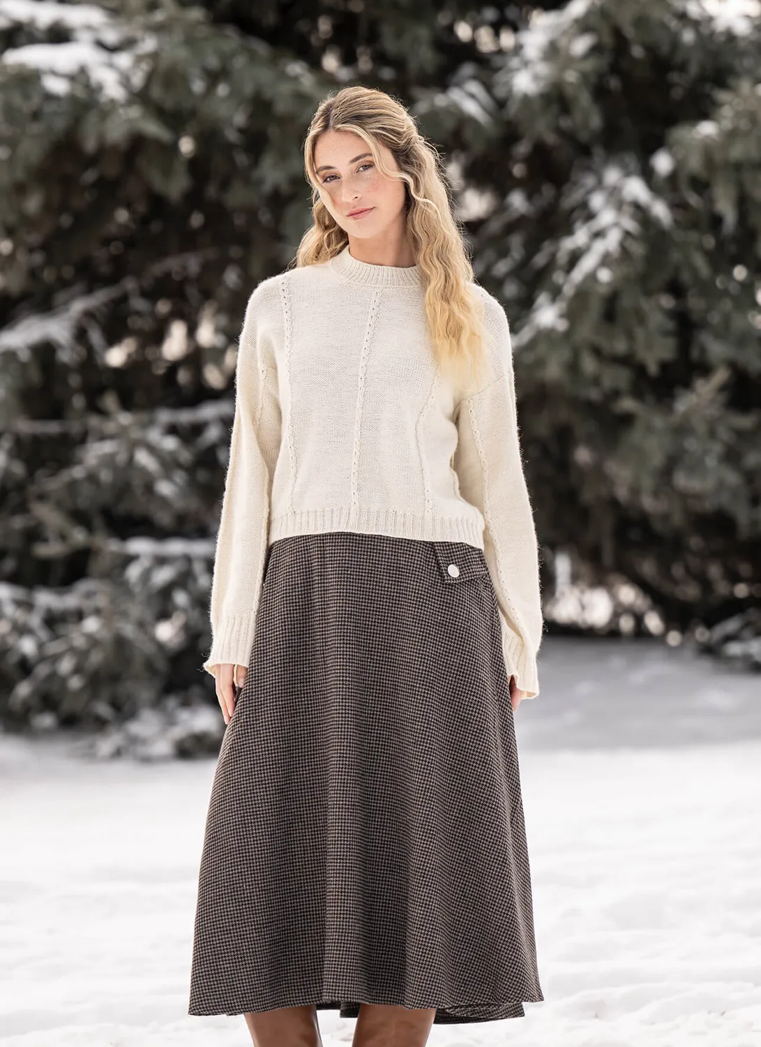 Blue Sky Fibers Telakka Sweater Strickanleitung Zopf Oversize