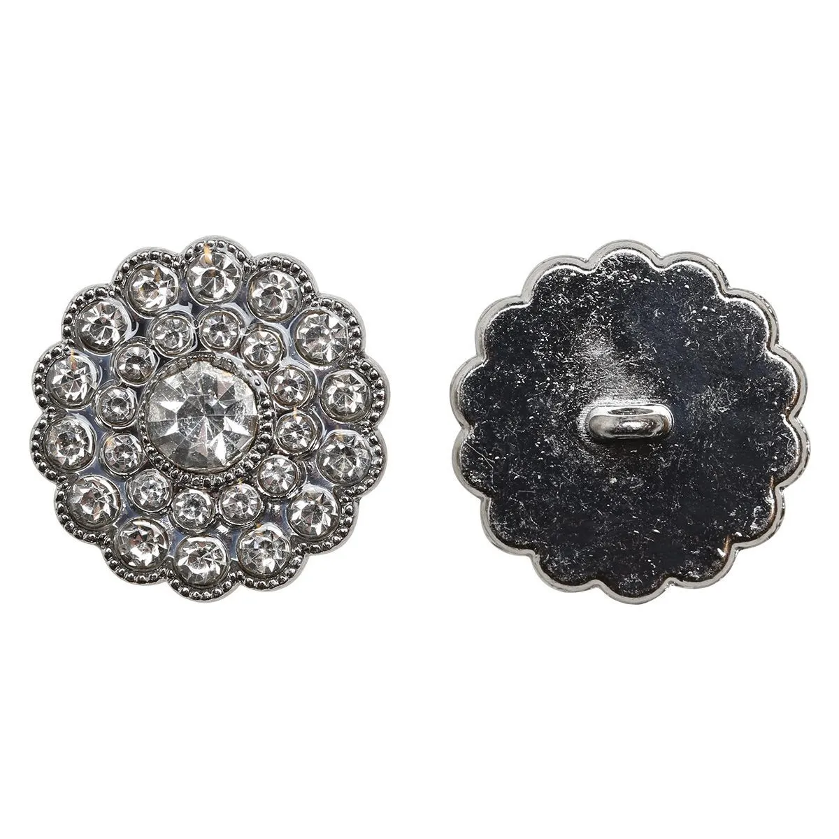 Go Handmade Diamond Knöpfe silber 17 mm 4er Set