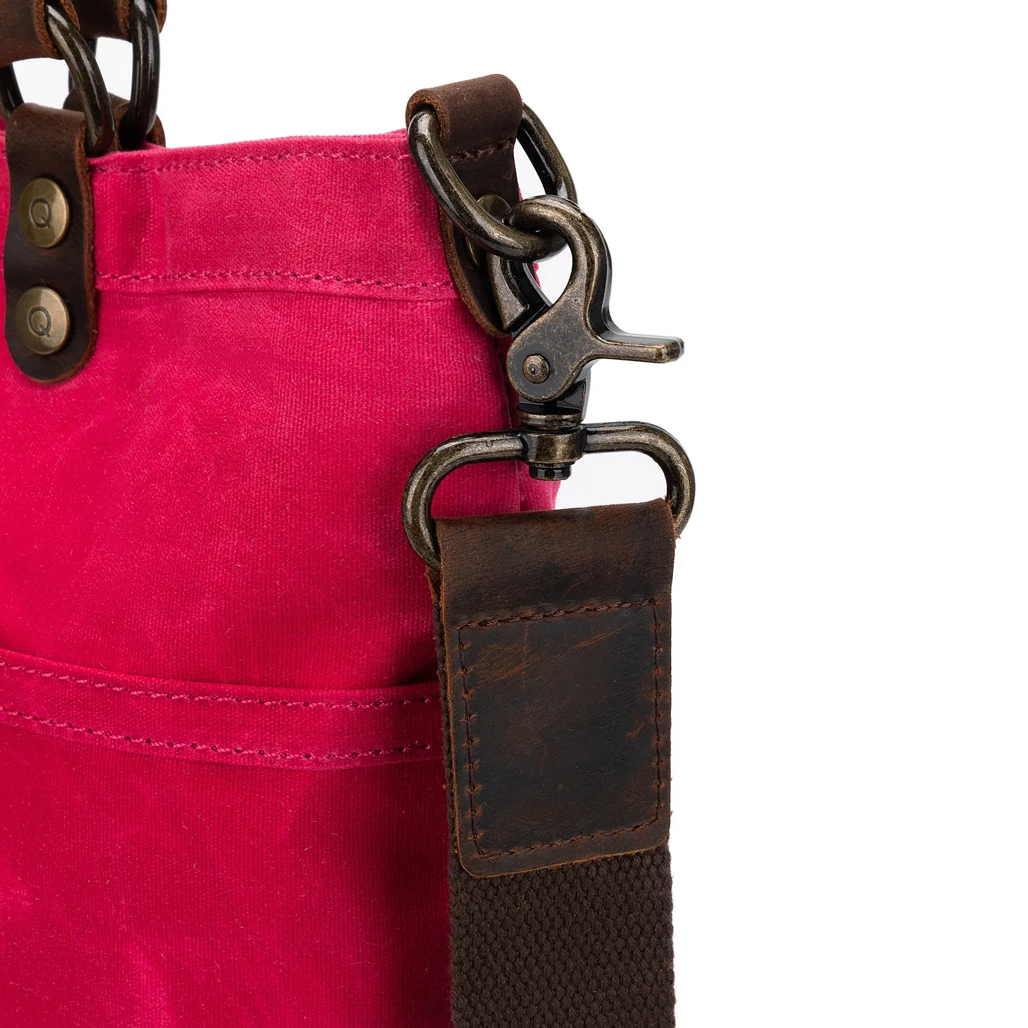della Q Maker's Canvas Tote Vivid Rose Stricktasche Leder