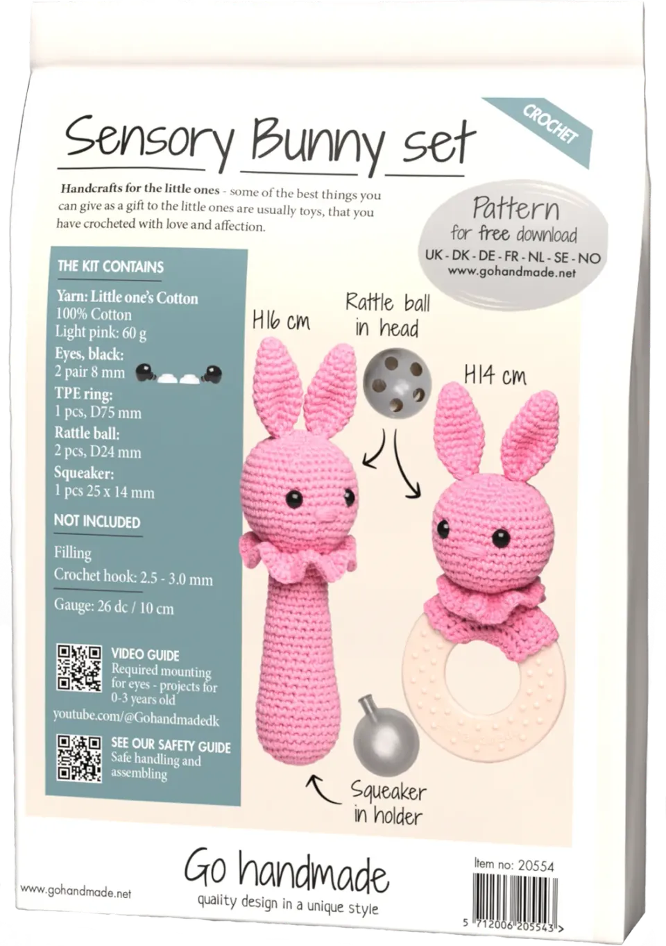 Go Handmade Sensory Bunny Häkelset hellrosa