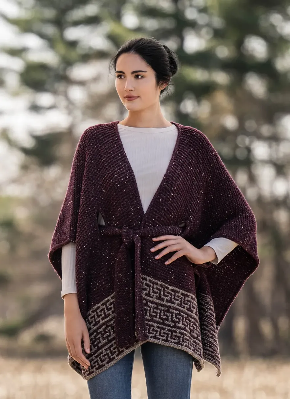 Blue Sky Fibers Classic Bellingham Ruana Strickanleitung Mosaik