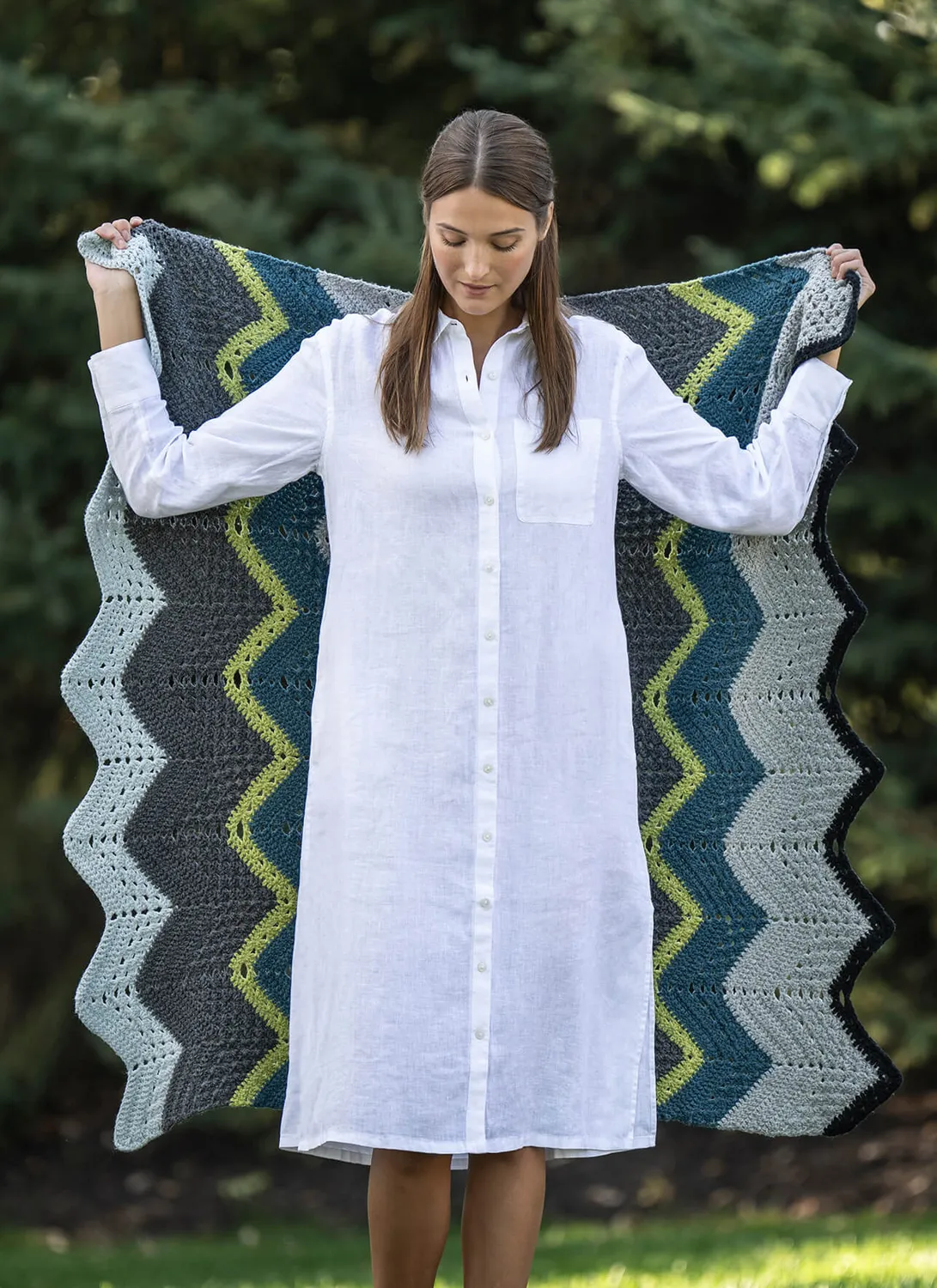 Blue Sky Fibers Simple Joys Blanket Strickanleitung 6-farbig