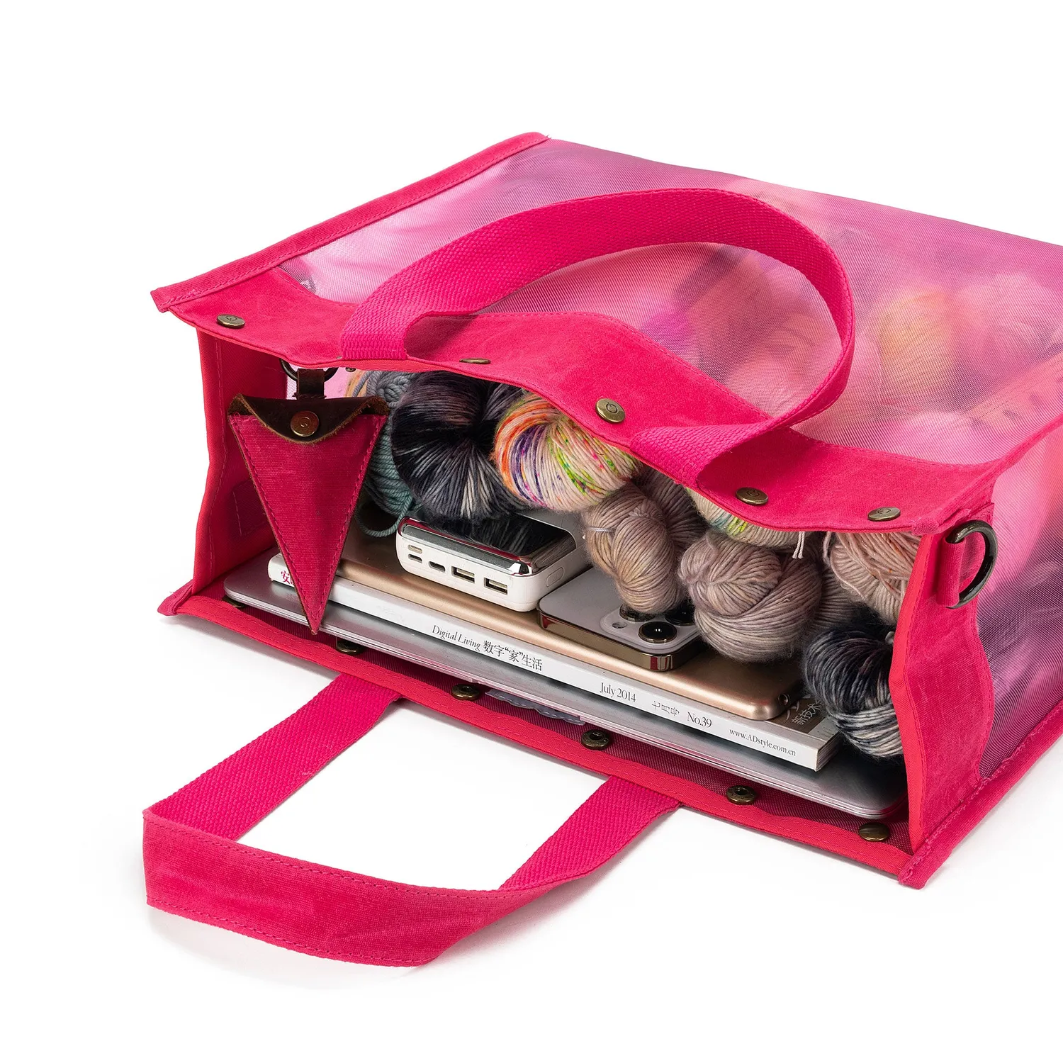 Madelinetosh Maker's Mesh Tote Vivid Rose Tasche