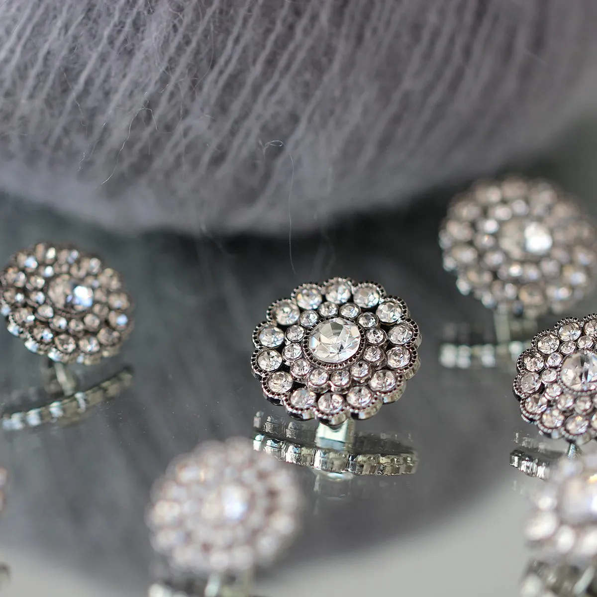 Go Handmade Diamond Knöpfe silber 17 mm 4er Set