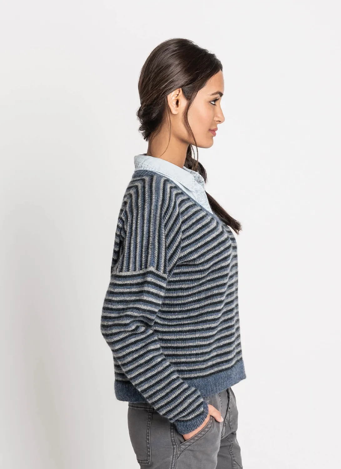 Blue Sky Fibers Harrisburg Pullover Strickanleitung V-Ausschnitt
